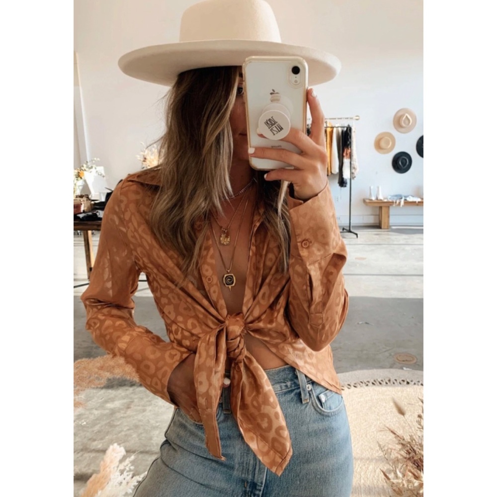 12th Tribe Gold Rush Leopard Blouse